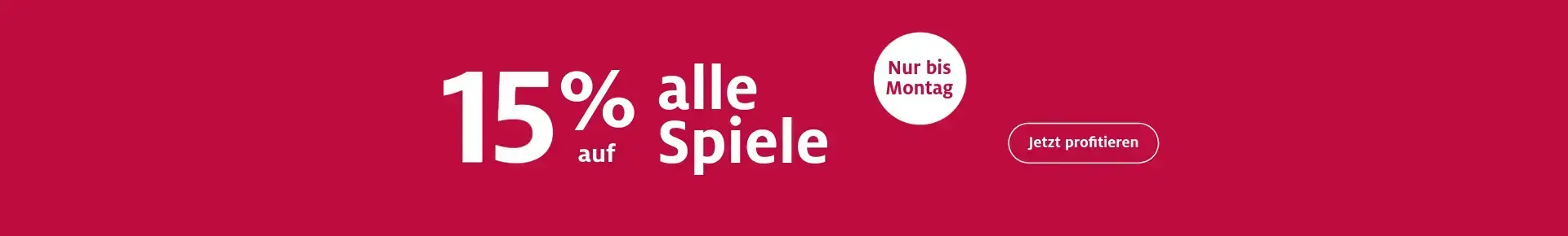 15% auf alle Spiele: Nur bis Montag